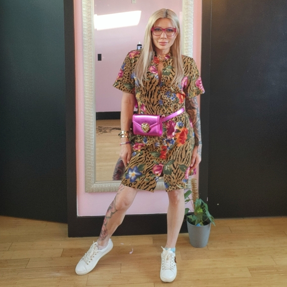 Animal print button-down shirt dress - Picture 2 of 6